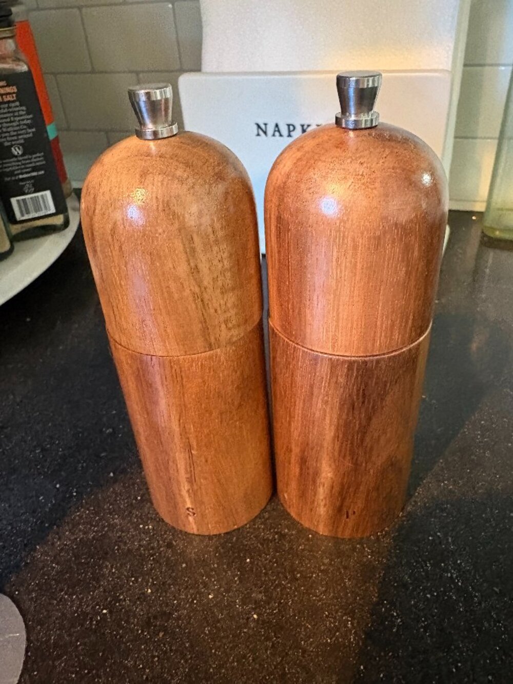 NWT Short Stories Wooden Salt & Pepper Grinder Set